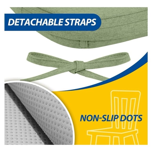 D-Shape Dining Kitchen Chair Cushions 2 Pack 17"x16"x2" Washable Cover Sage - Picture 3 of 5